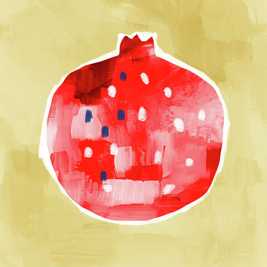 Red Pomegranate- Art by Linda Woods Mixed Media by Linda Woods