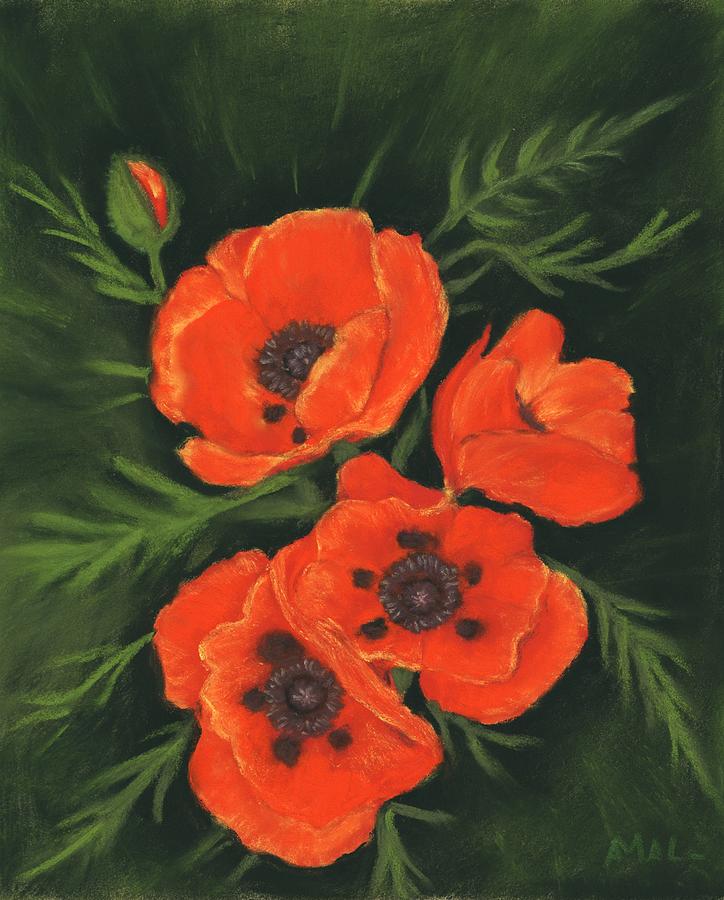 Red Poppies Painting by Anastasiya Malakhova