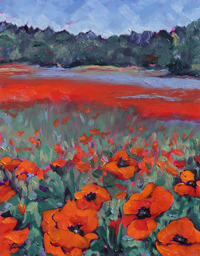 Red Poppies and Lavender Painting by Lynn Lind - Fine Art America