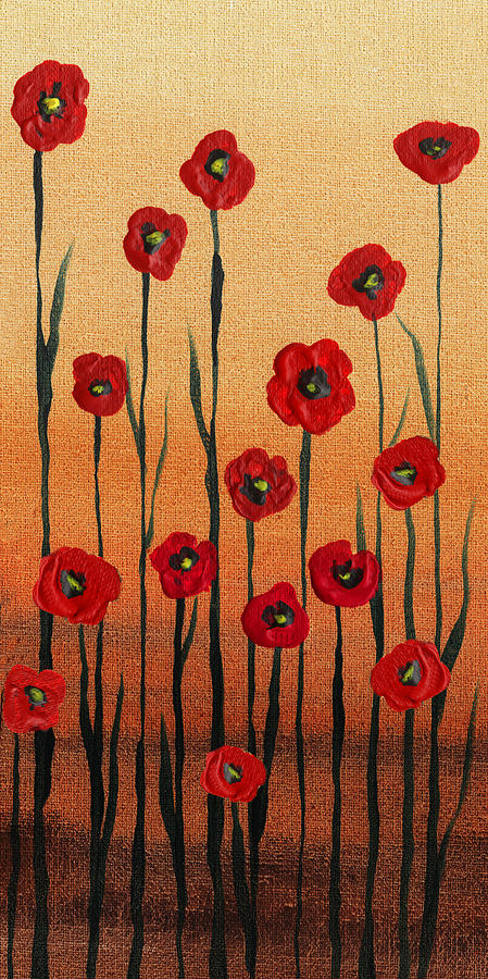 Red Poppies Artwork Decor Painting by Irina Sztukowski