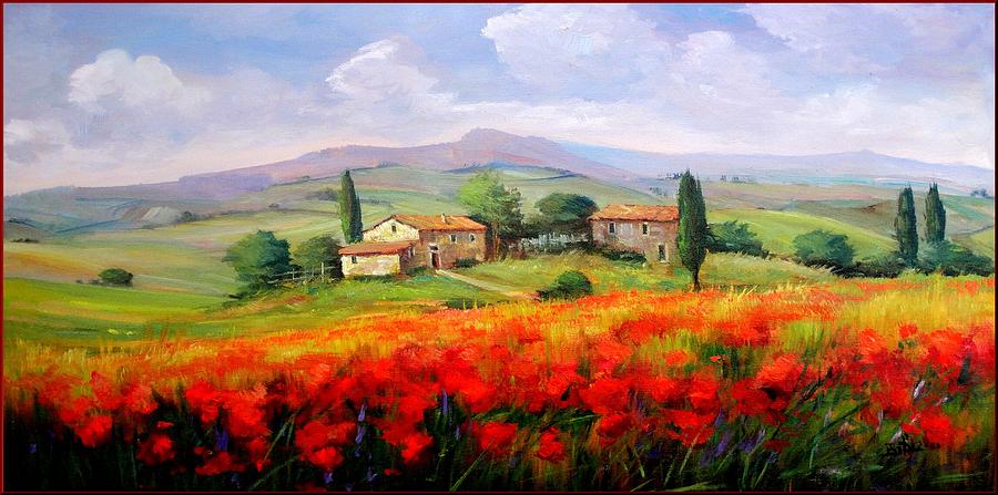 Still Life Painting - Red poppies by Bruno Chirici