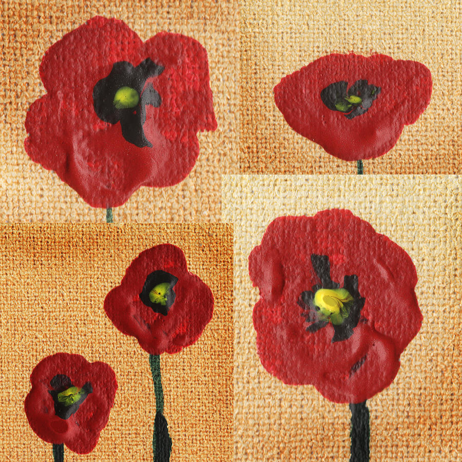 Red Poppies Collage by Irina Sztukowski Painting by Irina Sztukowski