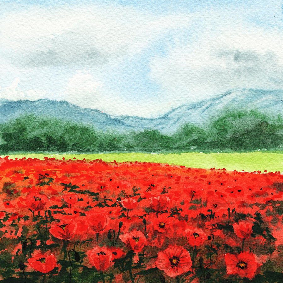 Red Poppies Field Painting by Irina Sztukowski