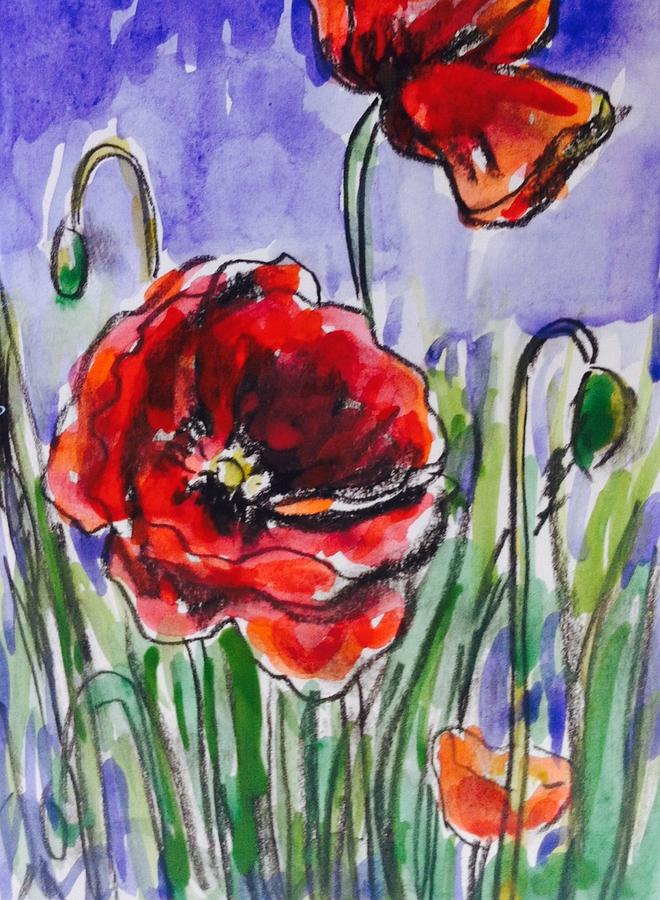 Red poppies  Painting by Hae Kim