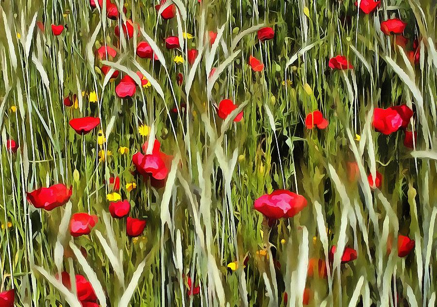 Poppy Painting - Red Poppies In A Cornfield by Taiche Acrylic Art