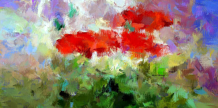 Red Poppies in the Horizon Digital Art by Rafael Salazar