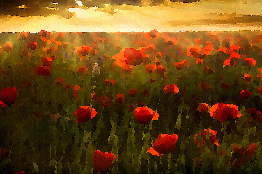 Red Poppies in the Sun Mixed Media by Shelli Fitzpatrick