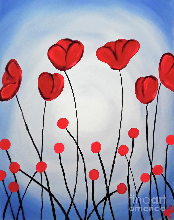 Flower Painting - Red Poppies by Jilian Cramb - AMothersFineArt
