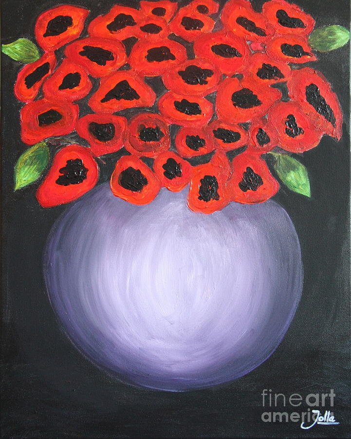 Red Poppies  Painting by Jolanta Anna Karolska
