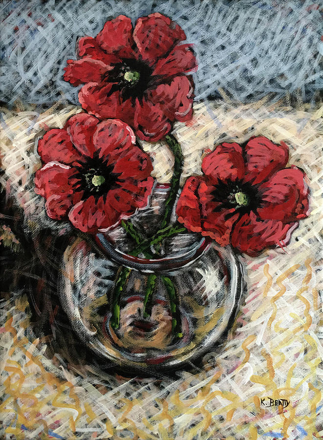 Red Poppies Painting by Karla Beatty
