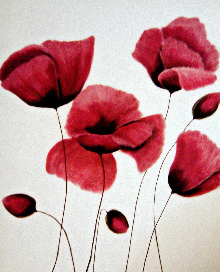 Poppy Painting - Red poppies by Mojgan Jafari