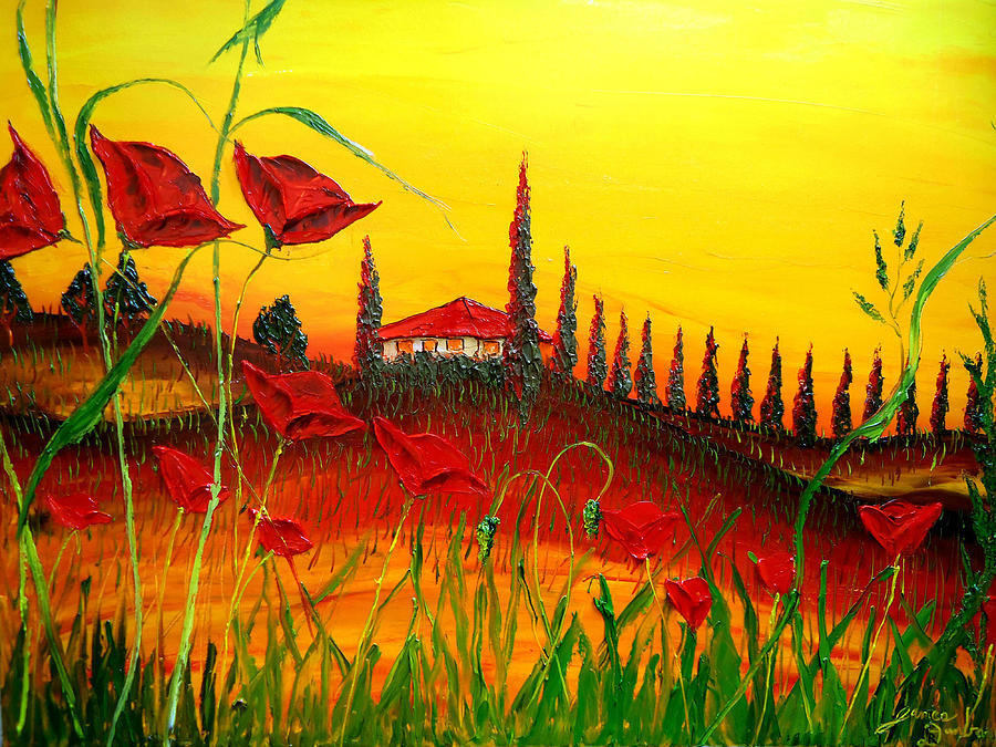Red Poppies Of Tuscany #2 Painting by James Dunbar