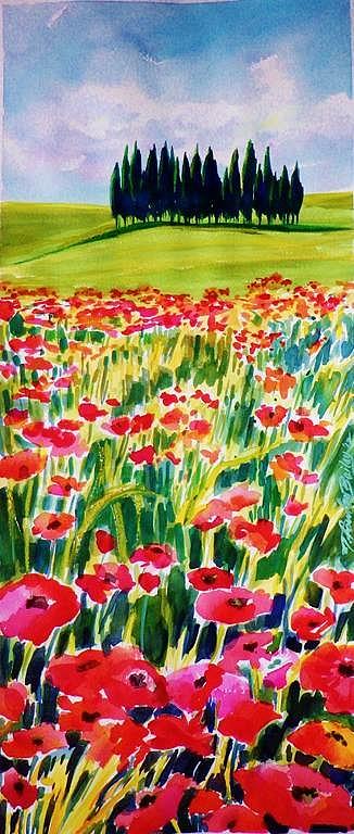 Red Poppies of Tuscany  PrintS for Sale Painting by Tf Bailey
