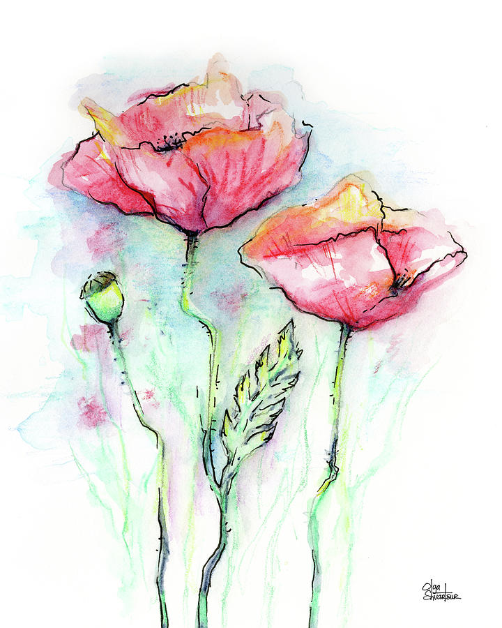 Poppy Painting - Red Poppies by Olga Shvartsur