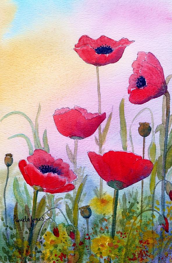 Red Poppies On Summers Day Painting by Pamela Jones | Fine Art America