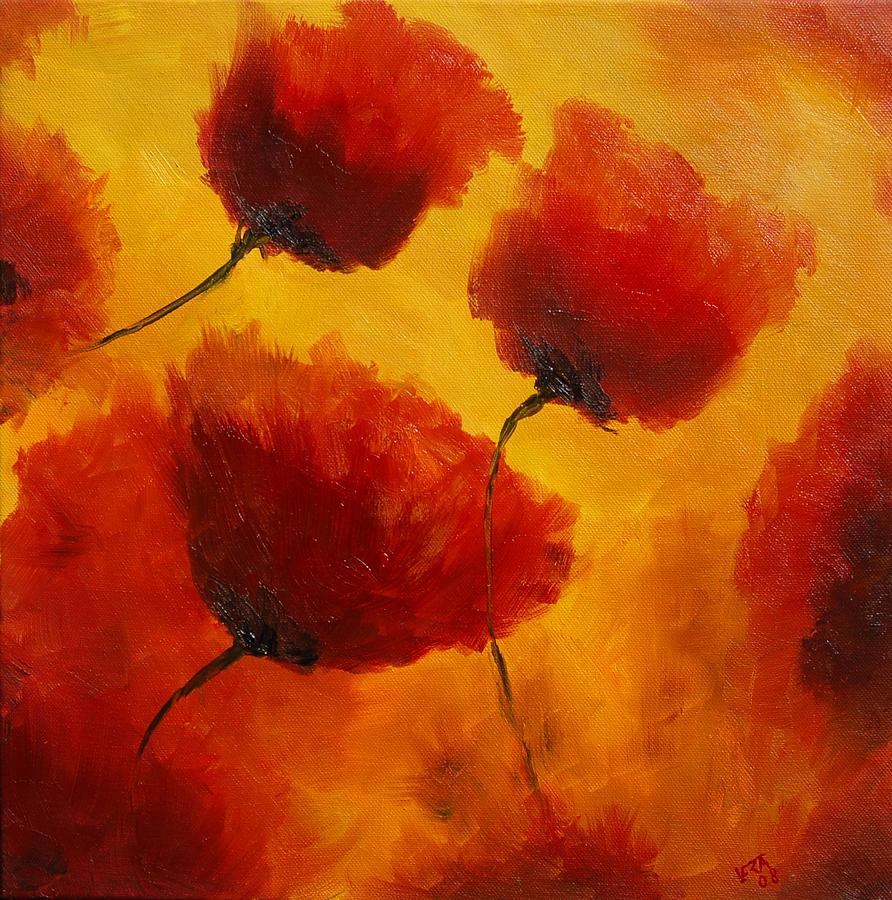 Flower Painting - Red poppies  by Veronique Radelet