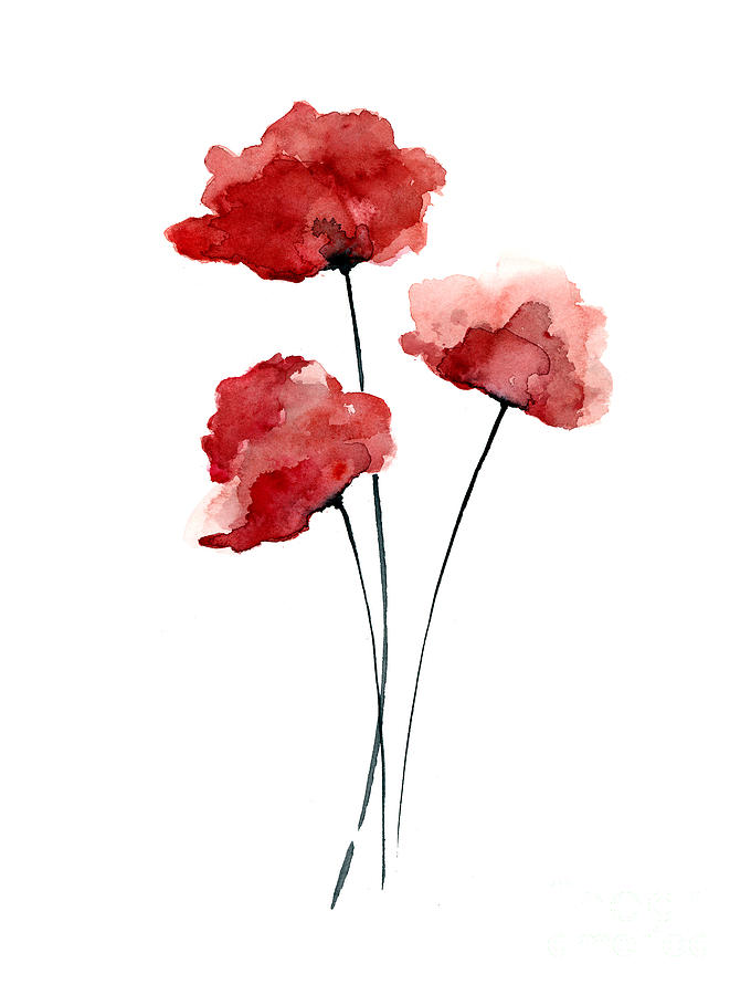 Red poppies watercolor art print painting Painting by Joanna Szmerdt ...