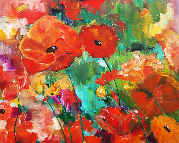 Red Poppies Painting by Wendy Michelle Davis