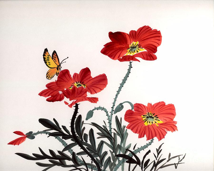 Red Poppies Painting by Yolanda Koh