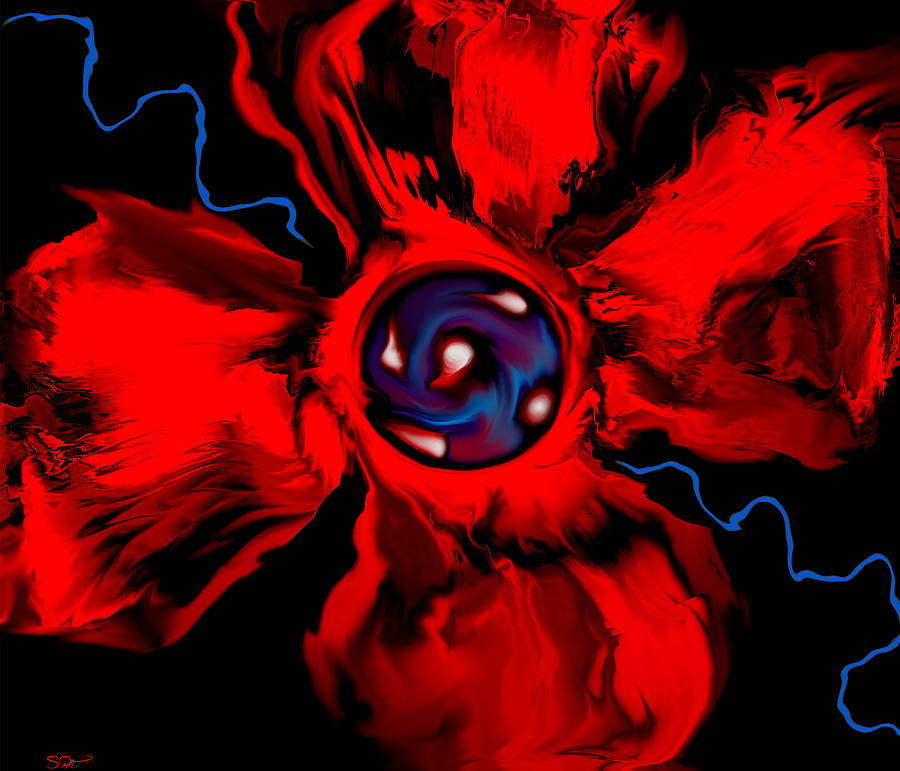 Poppy Digital Art - Red Poppy Abstract  by Abstract Angel Artist Stephen K