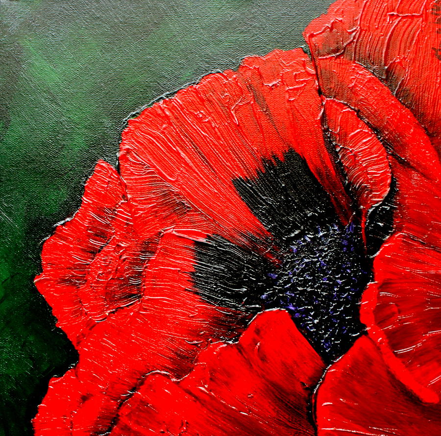Red Poppy Acrylic Painting by Kimberly Walker