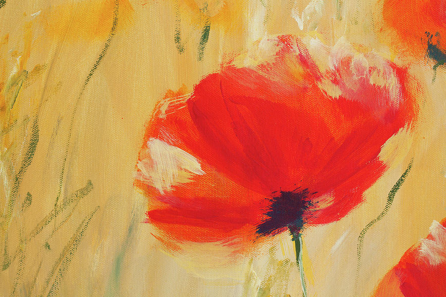 Red poppy acrylic painting Painting by Karen Kaspar