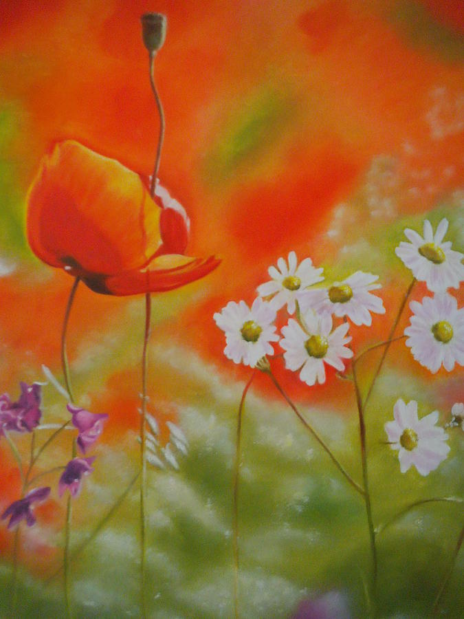Red Poppy Painting by Alexandra Bilbija