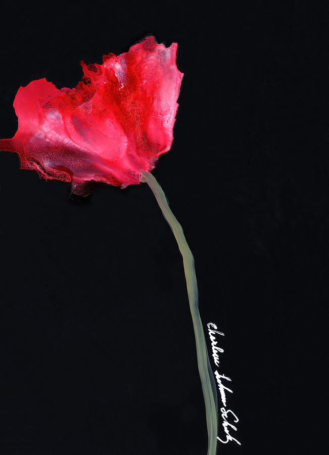 Red Poppy Painting by Charlene Fuhrman-Schulz