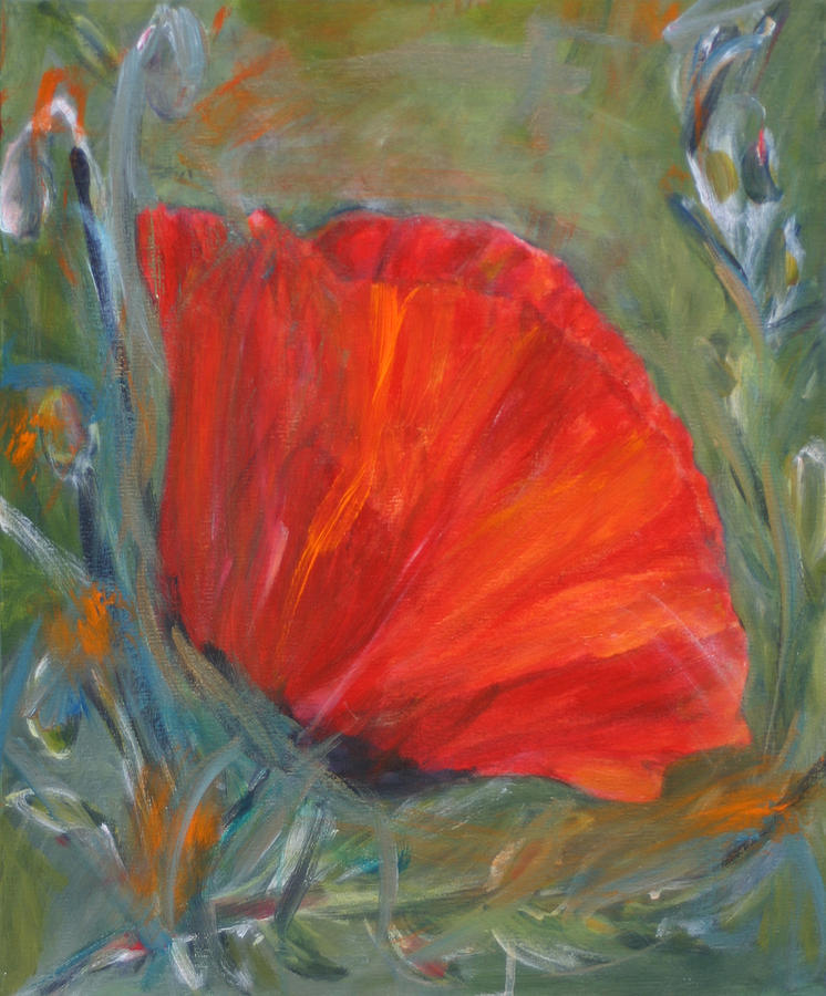 Red Poppy Painting by Denice Palanuk Wilson