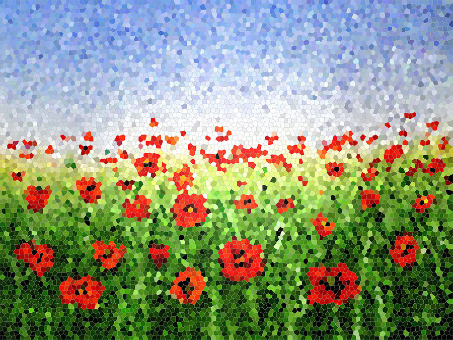 Red Poppy Field Abstract Painting