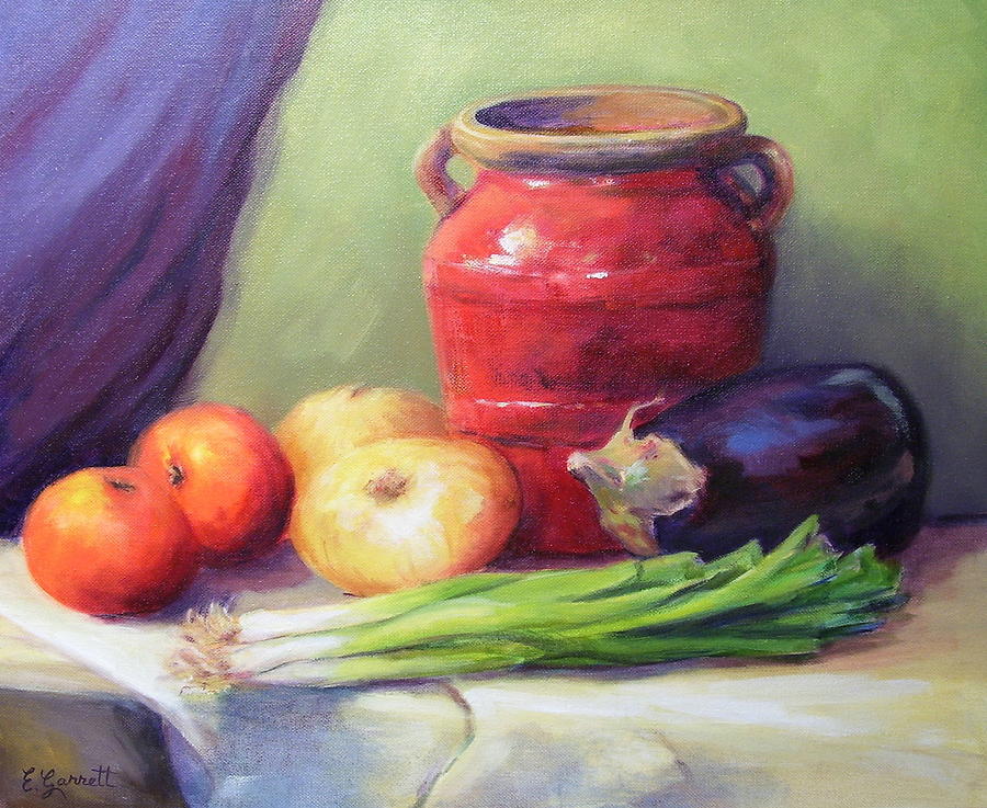 Still Life Painting - Red Pot in Still Life by Edna Garrett