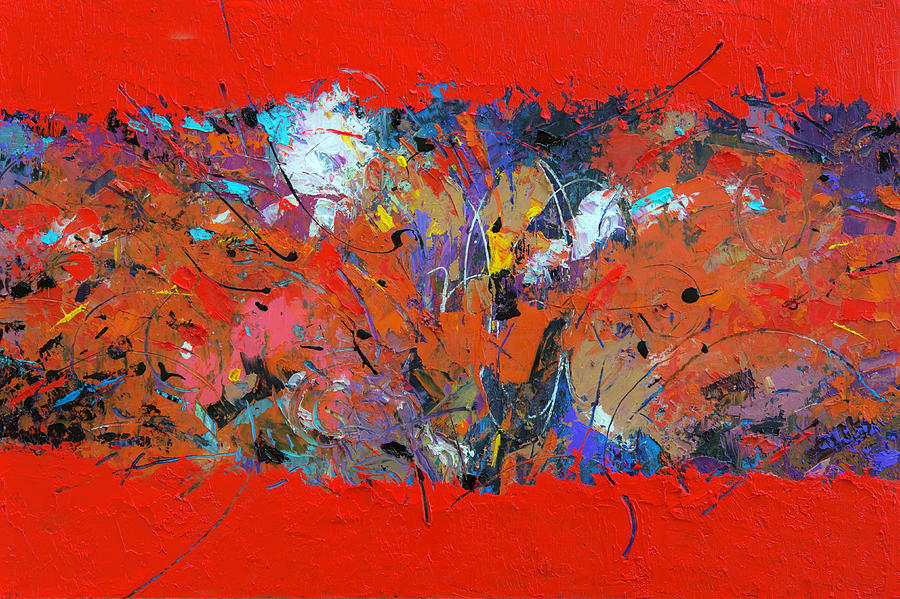 Red Pressure Painting by Judith Barath