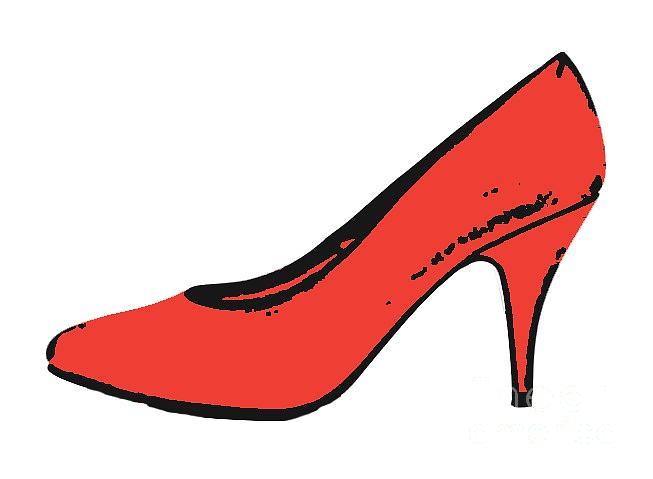 Red Digital Art - Red Pump Womans Shoe tee by Edward Fielding