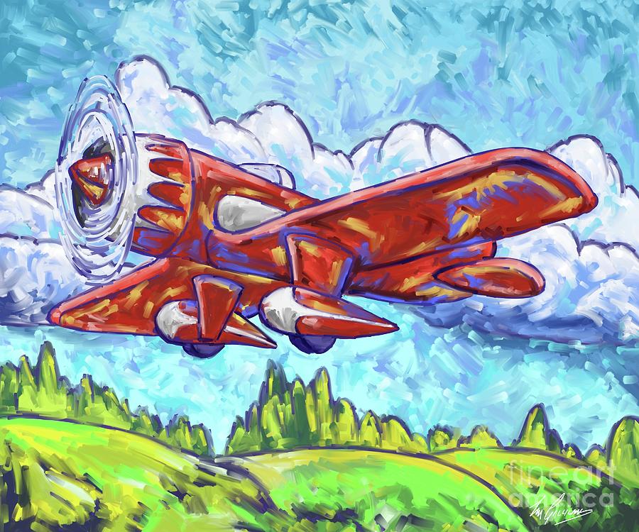 Red Racing Plane Painting by Tim Gilliland