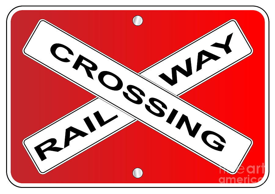 Red Railway Crossing Sign Digital Art By Bigalbaloo Stock