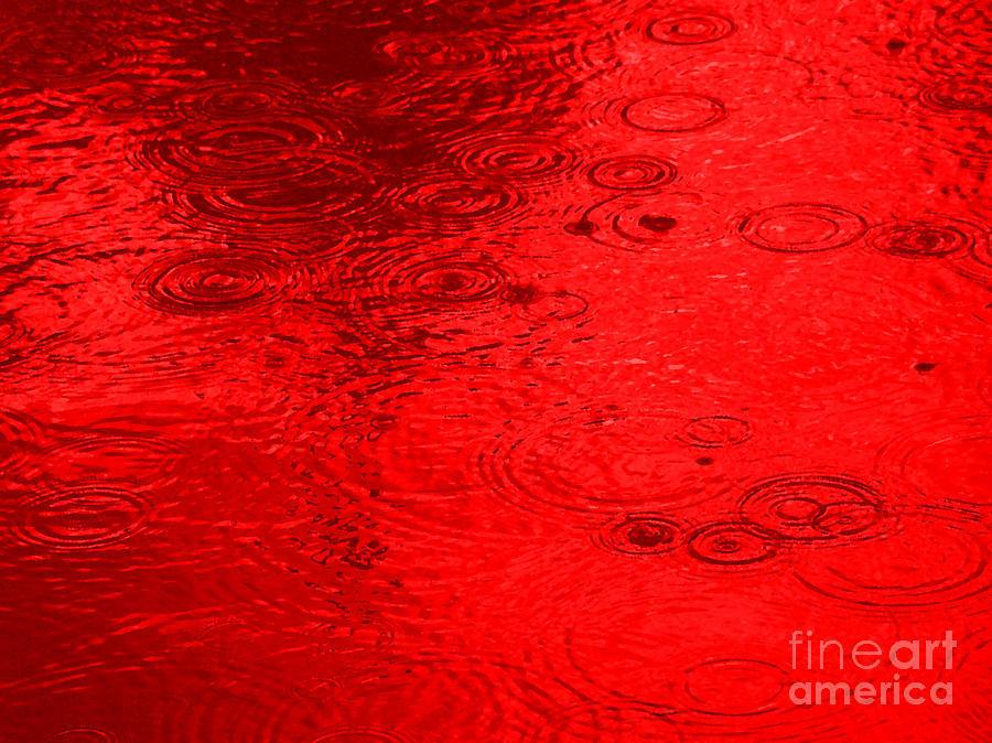 Red Rain Droplets Painting by Vintage Collectables