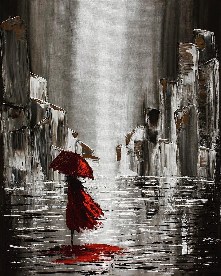 Red Rain Painting by Holly Kroening - Pixels