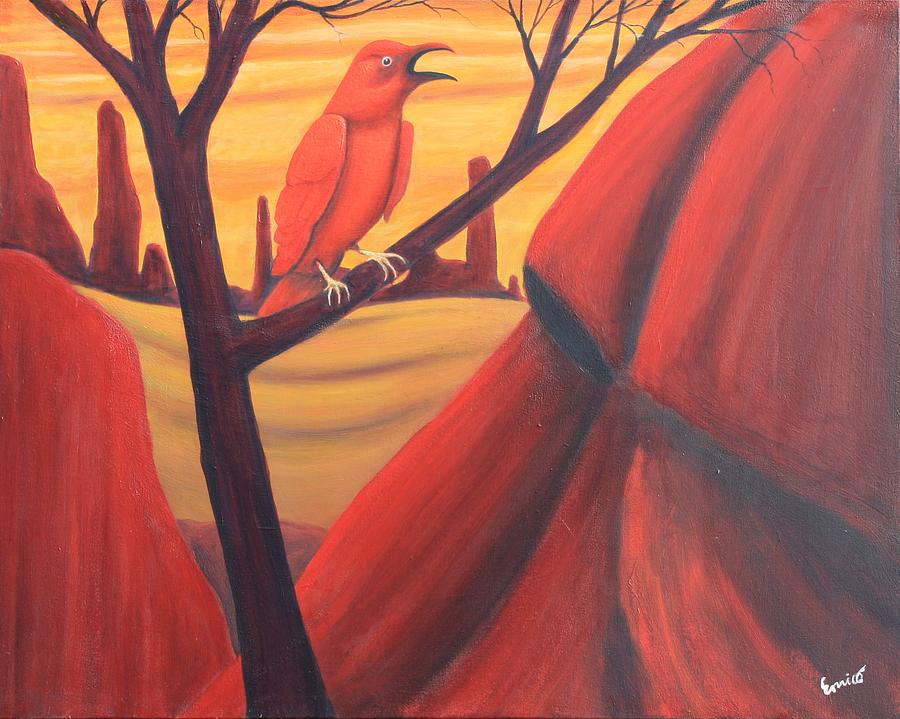 Red Raven Painting by Art Enrico