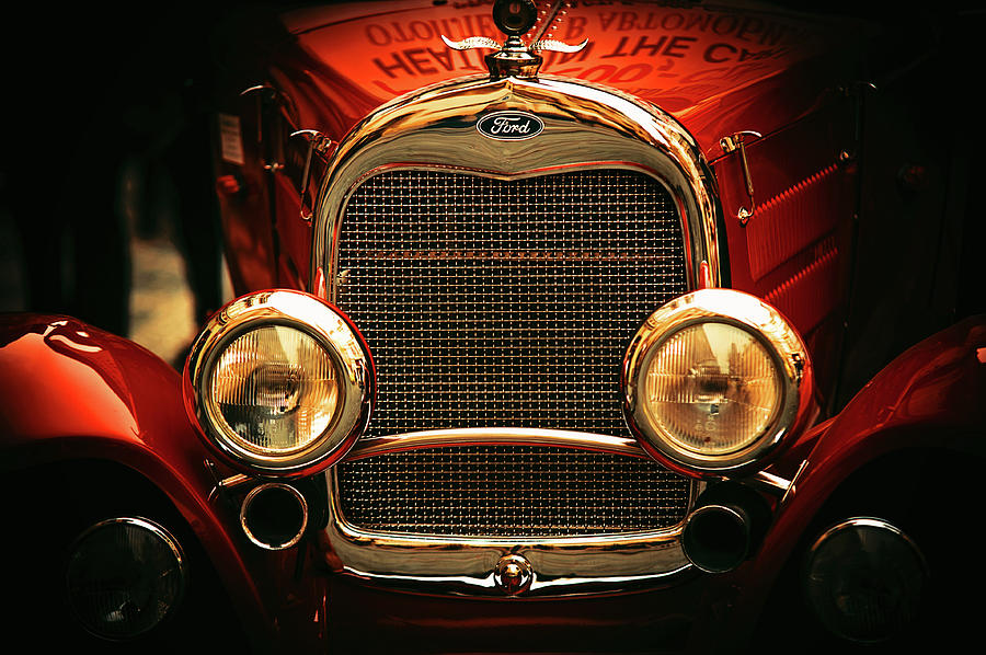 Red Retro. Ford Car Photograph by Jenny Rainbow