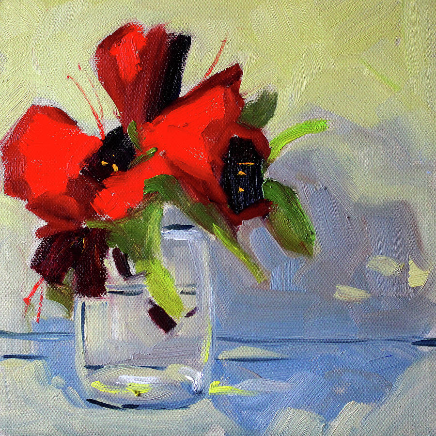 Red Rhody Painting by Nancy Merkle