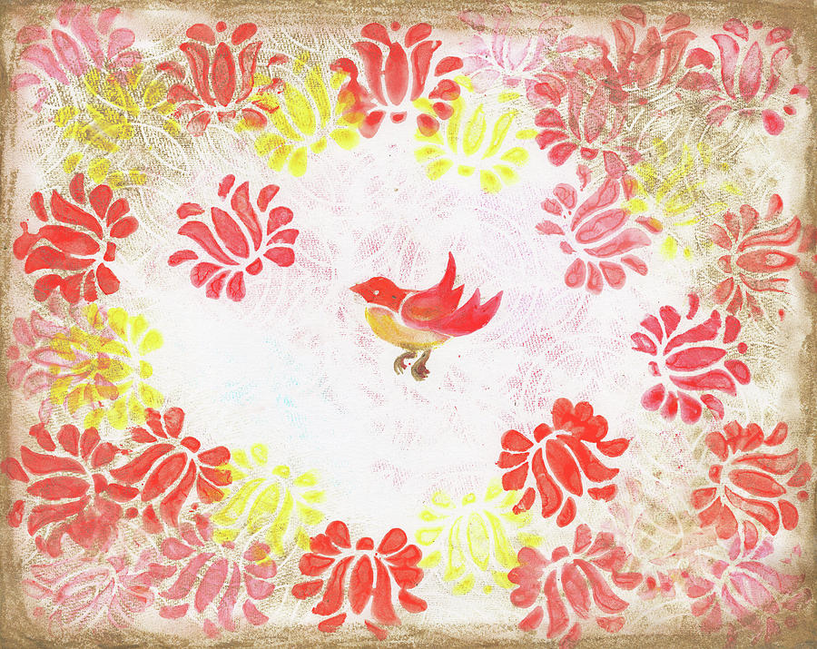 Red Robin Bird Decorative Artwork Painting by Irina Sztukowski