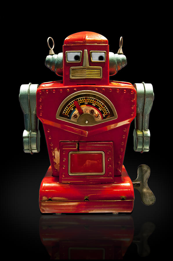 Red Robot knockout on black Photograph by Gary Warnimont