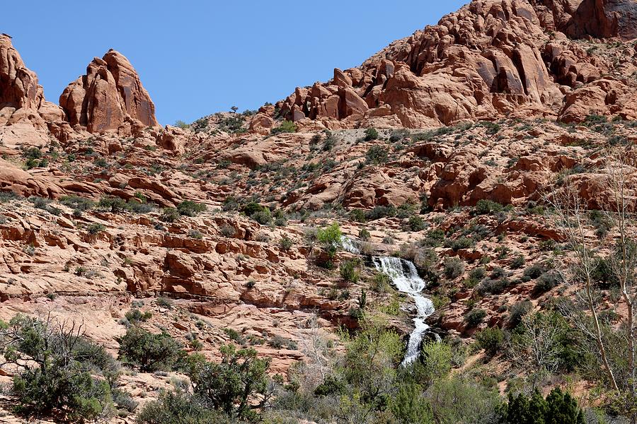 Red Rock and Waterfalls  Photograph by Christy Pooschke