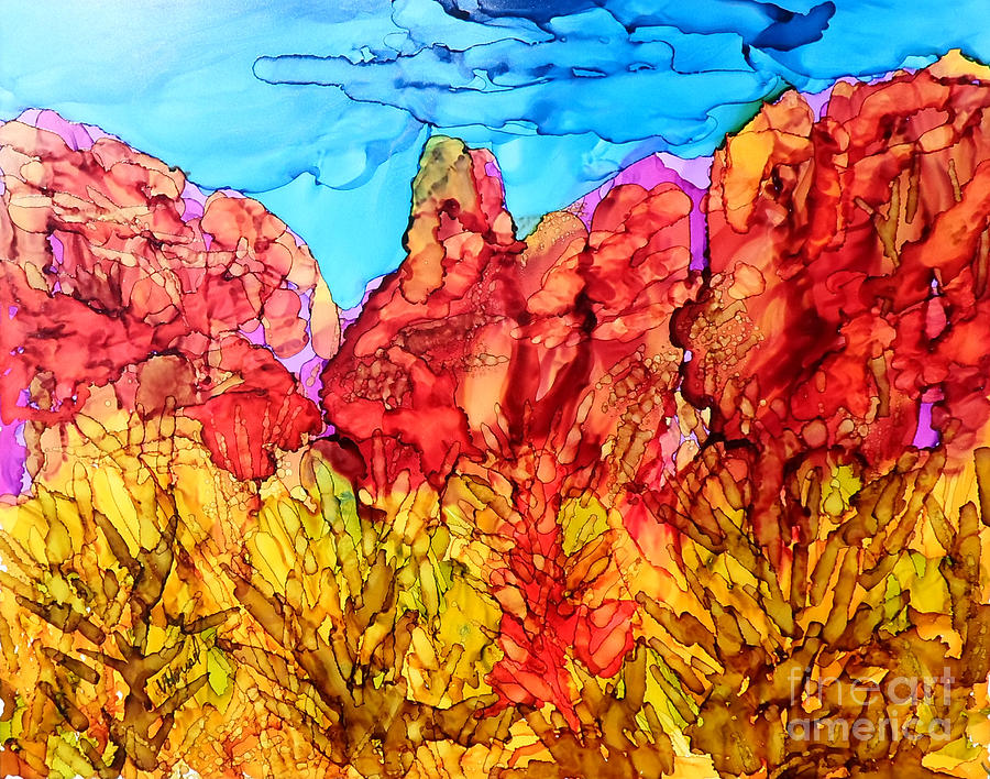 Red Rock Canyon Veiw from the Loop 6 Painting by Vicki  Housel