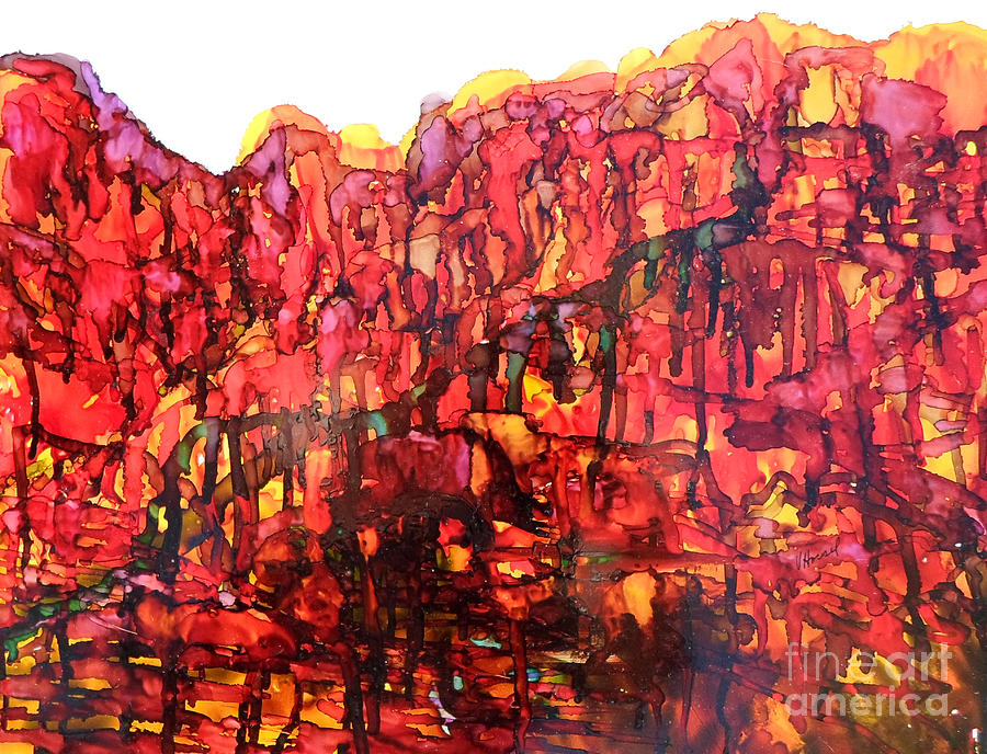 Red Rock Canyon Veiw from the Loop 7 Painting by Vicki  Housel