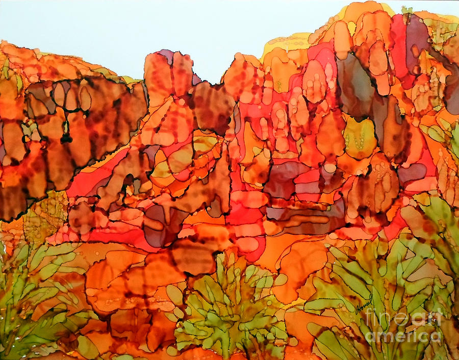 Red Rock Canyon Veiw from the Loop 8 Painting by Vicki  Housel