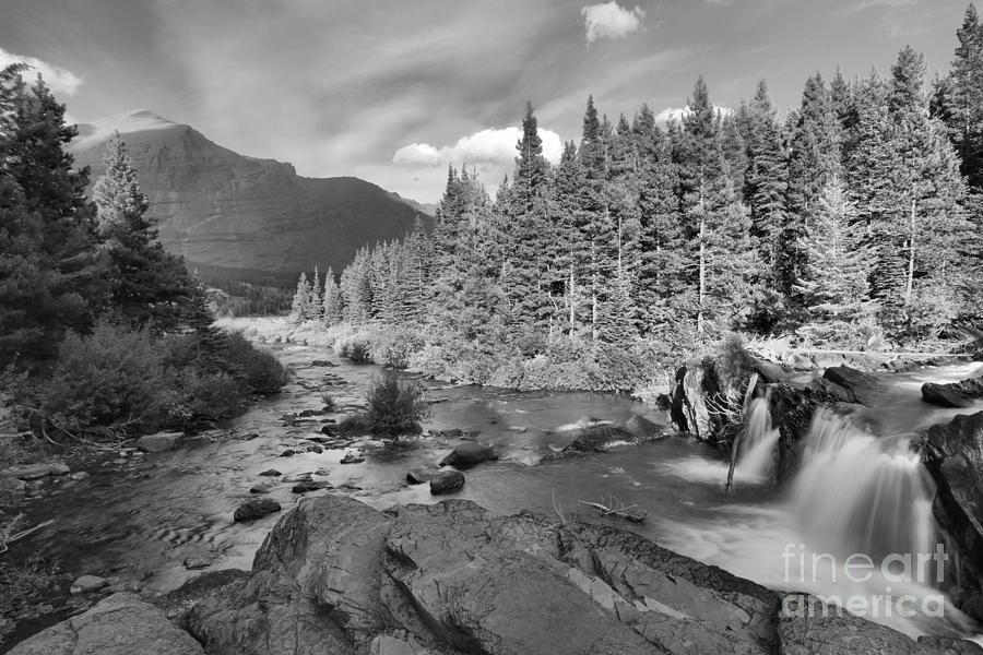 Red Rock Falls Black And White Photograph by Adam Jewell