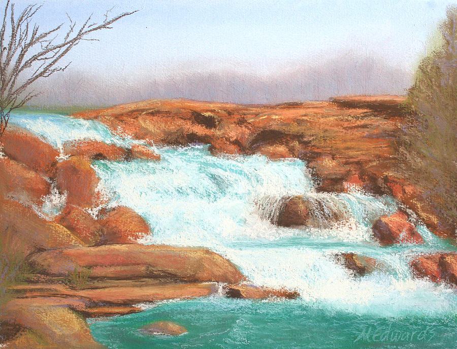 Red Rock Falls Pastel by Marna Edwards Flavell