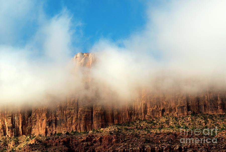 Red Rock Fog Photograph