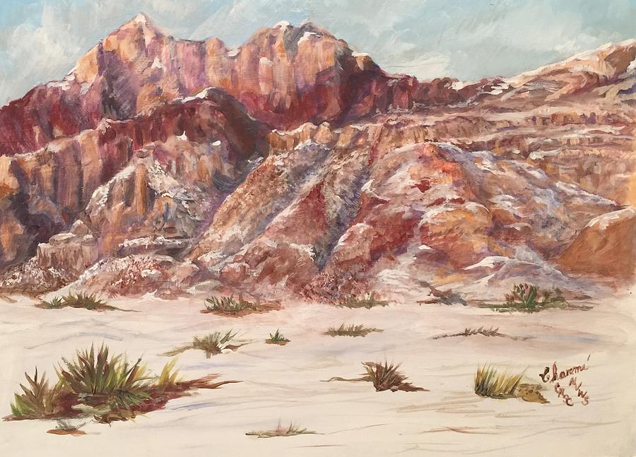 Red Rock in the Snow Painting by Charme Curtin